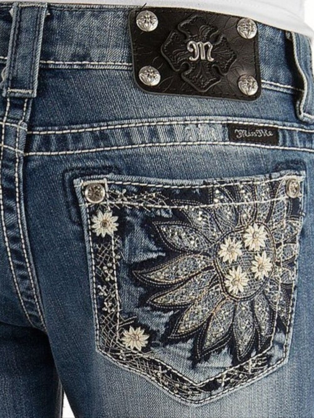 BNWT Vintage 2012 Miss Me Sunflower Daisy Bootcut Jeans JP5721B Deadstock Sz30